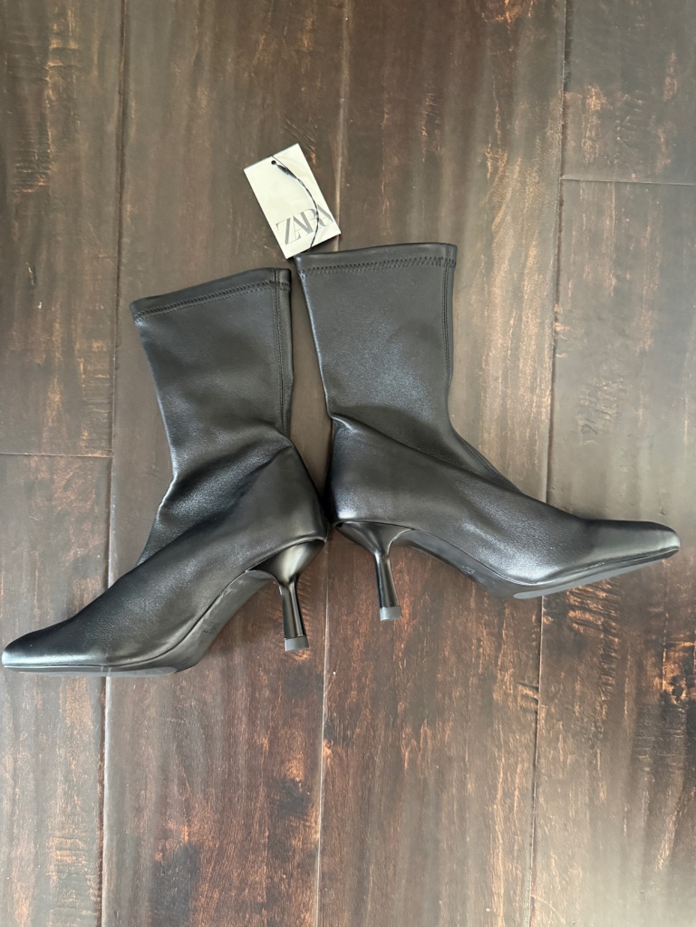 Zara Black Leather Kitten Booties US SIZE 6.5